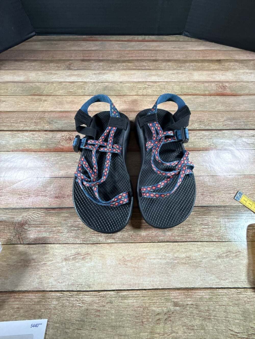 Chaco ZX1 Classic Double Strap Sandals Blue Red Geometric Hiking Outdoor Shoes